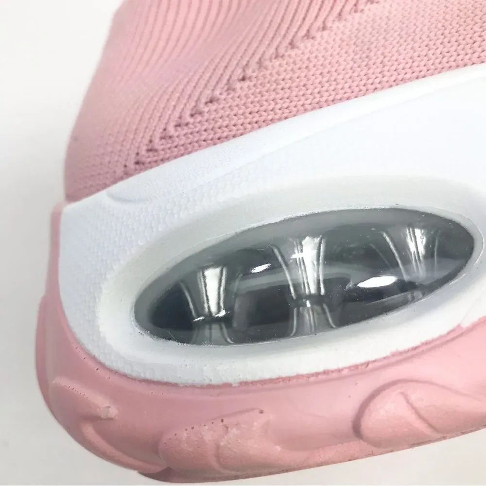 STQ Pink Gradient Air Cushion Speckled Knit Sock Athletic Walking Sneakers